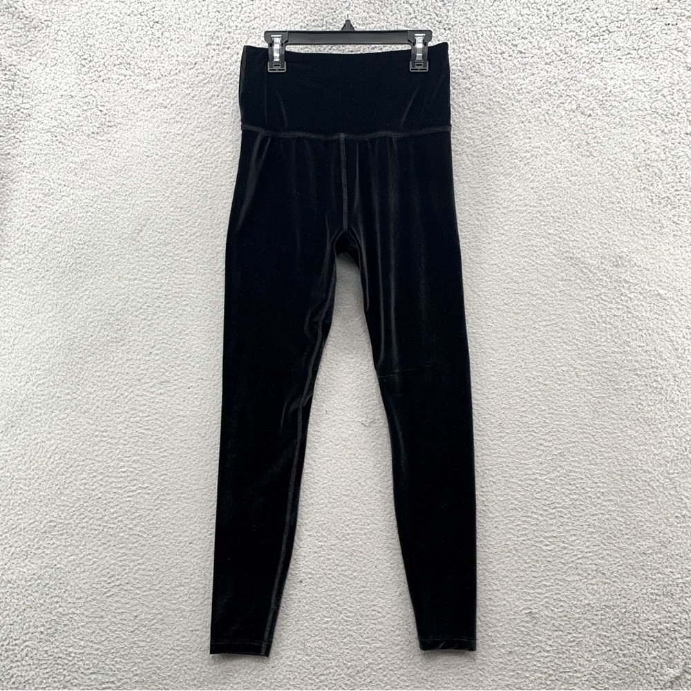 Beyond Yoga Women's Black Velvet Velour Motion Leggings Deep Amethyst Size M
